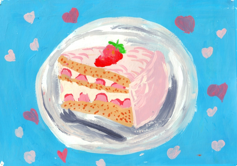 01-821. Автор - Бондаренко Дар_я. Вік 9 років. Тортик. Номінація - живопис. Техніка - гуаш..jpg