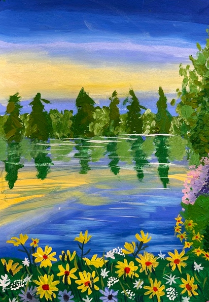 01-821. Автор - Масюков Яромир. Вік 10 років. Біля озера Номінація - живопис. Техніка - гуаш..jpg.jpg