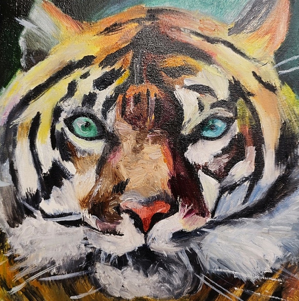 01-821. Автор - Мірошніченко Ніка Вік 16 років. Тигр. Номінація - живопис. Техніка - олійний живопис.jpg