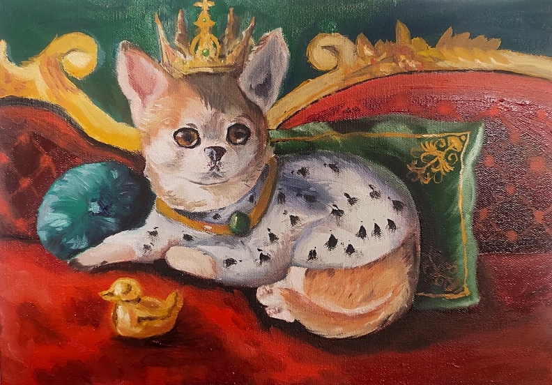 01-821. Автор - Холмецька Анастасія Вік 16 років. Королівський пес. Номінація - живопис. Техніка - олійний живопис.jpg