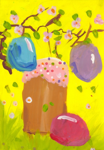 03-18020. Автор - Комаровська Міла. Вік 3 роки. ВВеликодня радість Номінація - живопис. Техніка - гуаш.jpg