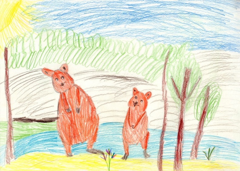 04-21416. Автор - Коновалова Поліна. Вік 6 років. Квока з дитинчам. Номінація - графіка. Техніка - кольорові олівці..jpg