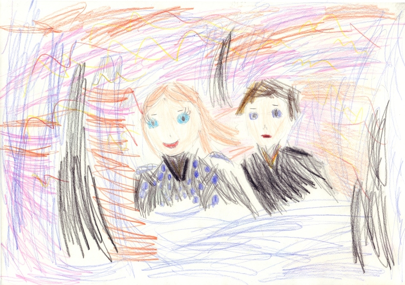 04-21416. Автор - Чудак Стефанія. Вік 5 років. Любов Астрид і Гикавки. Номінація - графіка. Техніка - кольорові олівці..jpg