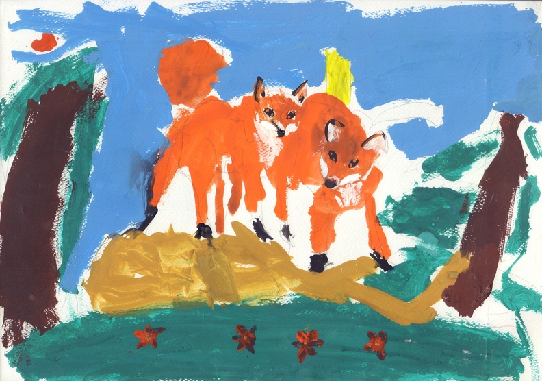 04-21416. Автор - Щерба Світлана. Вік 5 років. Лисички. Номінація - живопис. Техніка - гуаш..jpg