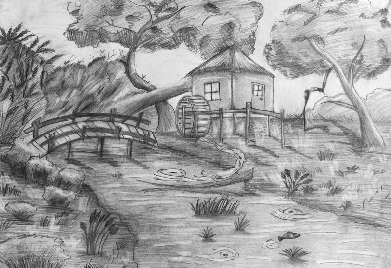 01-821. Автор - Дюкарєв Максим. Вік 12 років. Мельниця. Номінація - графіка. Техніка - малюнок простим олівцем.jpg