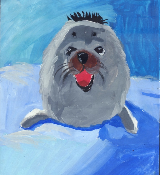 01-821. Автор - Мєдвєдев Максим. Вік 10 років. Тюлень. Номінація - живопис. Техніка - гуаш..jpg