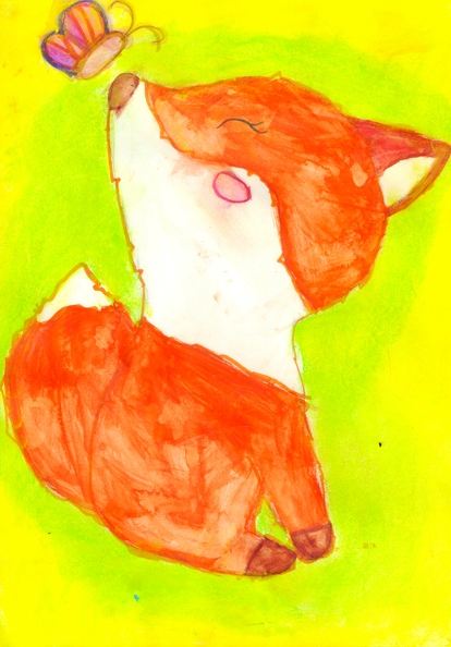 03-18020. Автор - Гаврюшенко Єлизавета. Вік 7 років. Лисичка. Номінація - графіка. Техніка - змішана..jpg