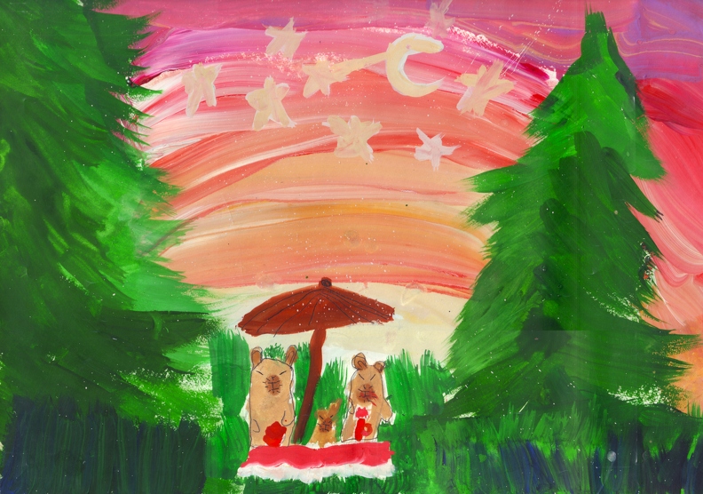 03-18020. Автор - Ліфіренко Анелія. Вік 6 років. Рік-нік у лісі. Номінація - живопис. Техніка - гуаш..jpg