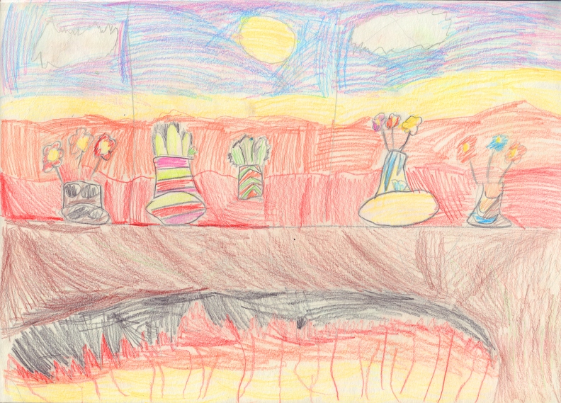 04-21416. Автор - Велієв Дамір. Вік 5 років. Кімната на заході сонця. Номінація - графіка. Техніка - кольорові олівці..jpg