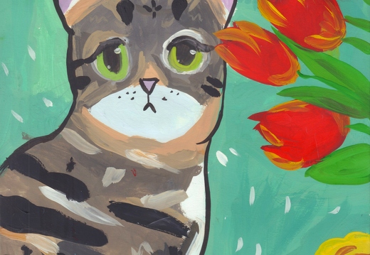 Котик з квітами