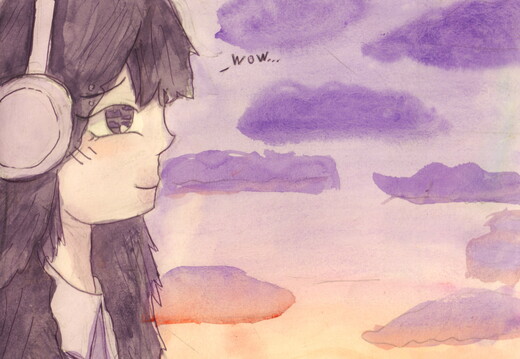 03-18020. Автор - Войтенкова Софія. Вік 11 років. Вечір. Номінація - живопис. Техніка - акварель.