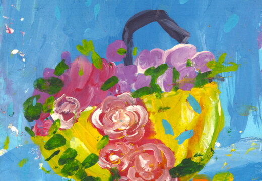 03-18020. Автор - Комаровська Міла. Вік 4 роки. Осінні троянди. Номінація - живопис. Техніка - гуаш.