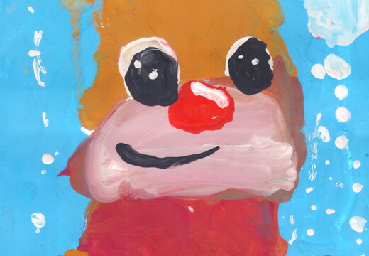 03-18020. Автор - Ліфіренко Анісія. Вік 3 роки. Веселий олень. Номінація - живопис. Техніка - гуаш.