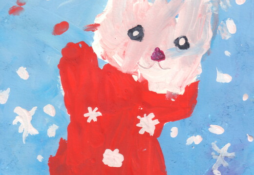 03-18020. Автор - Ліфіренко Анісія. Вік 3 роки. Котик в черевичку. Номінація - живопис. Техніка - гуаш.