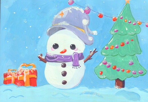 Сніговик в капелюсі