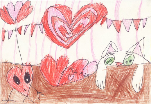 Кіт і сердечки