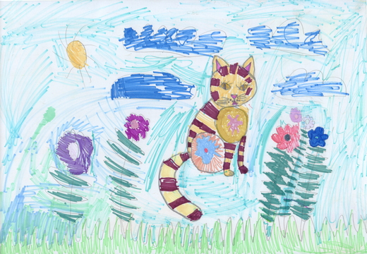 Котик в квітах